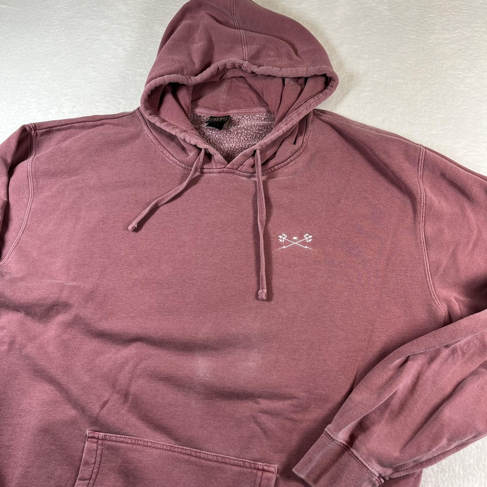 Dark Seas Division Hoodie Mens 2XL Pink Pullover Fleece Sweatshirt Nautical Logo